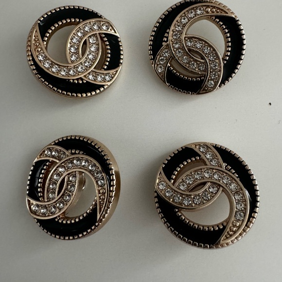 New 4Pcs Button Sewing Supplies Metal Round Black Rhinestone Buttons - Picture 8 of 9